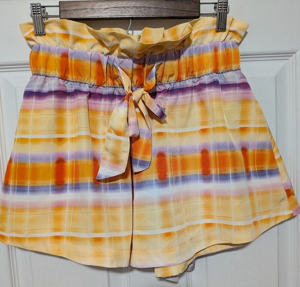 NWT Future Collective Gabriella Karefa-Johnson Paperbag Shorts XS Sunset Stripe